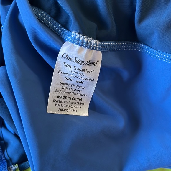 One Step Ahead Sun Smarties Blue/Green One-Piece Zip-Up Bathing Suit Size 24 - Picture 6 of 6